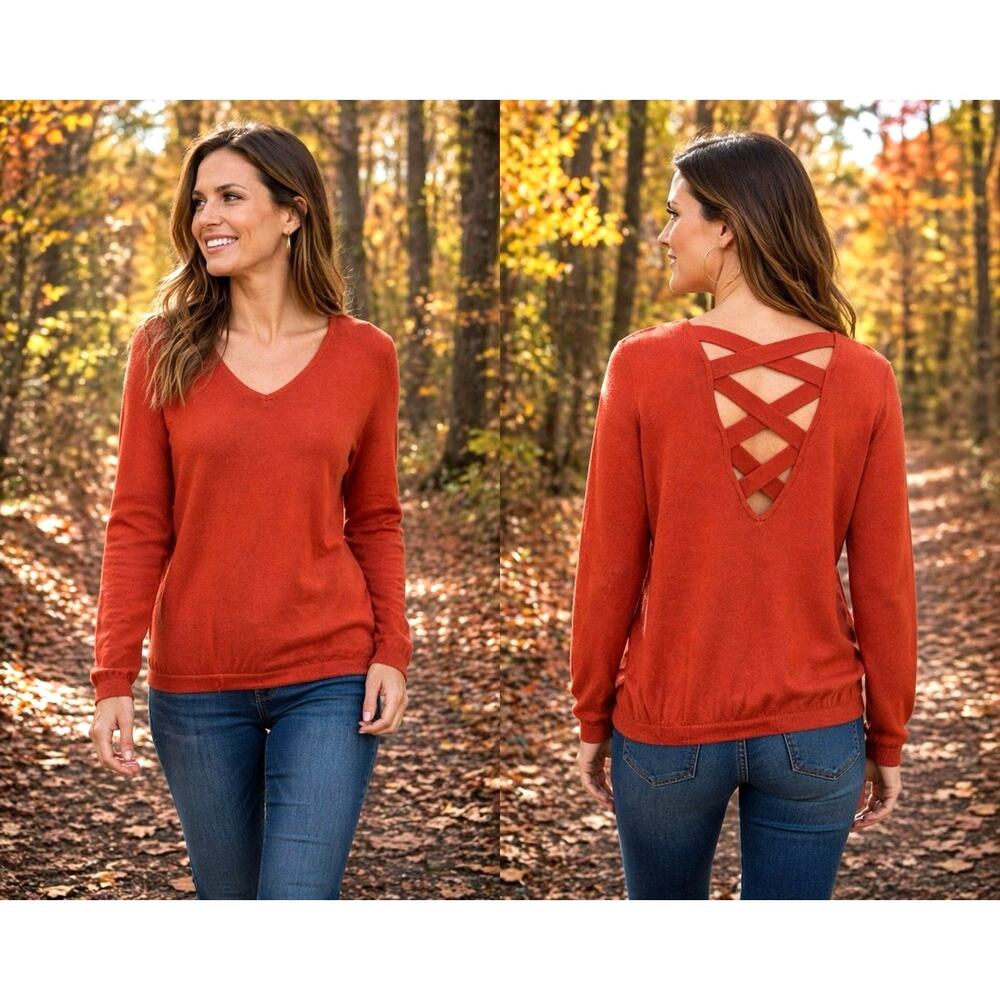 Love Ellie Mia Back Detail Sweater - Burnt Orange - size L